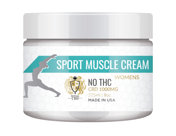 - <span style="font-size: medium;"><strong>Royal CBD- Women’s Sport Muscle Cream 1000mg</strong></span> <p class="p1">Experience the superior quality and value of Royal Sport Muscle Cream. Rub in deeply this Royal formula and reap all the skin, muscle and joint loving benefits of this super-powered ingredient, that includes organic aloe, organic coconut oil, soothing arnica, and chamomile, with warming black pepper and cinnamon oils, and cooling eucalyptus, peppermint and spearmint oils, plus so much more.<span class="Apple-converted-space">  </span>Customize your Royal Sport Muscle Cream with a few drops of your favorite essential oil for a delightful, unique aromatherapy massage session. Smells great with a minty-cool feel. This cream is VEGAN, has no added Parabens, no added Gluten and no added Phthalates.</p> <p class="p1"><strong>INGREDIENTS</strong>: Organic Aloe Leaf Juice, Organic Coconut Oil, MSM, Emulsifying Wax, Stearic Acid, Cetyl Alcohol, Hydroxyethyl Cellulose, Glycerin, Organic Arnica Flower Extract, Sweet Basil Leaf Oil, Black Pepper Oil, Roman Chamomile Flower Oil, German Chamomile Flower Oil, Cinnamon Leaf Oil, Citronella Oil, Eucalyptus Leaf Oil, Helichrysum Flower Oil, Ginger Root Oil, Pink Grapefruit Peel Oil, Juniper Berry Oil, Lemongrass Oil, Peppermint Oil, Pine Needle Oil, Ravensara Oil, Rosemary Leaf Oil, Spearmint Oil, Wild Oregano Oil, Organic Cypress Oil, Sweet Fennel Oil, Lemon Peel Oil, Lavender Flower Oil, Organic Alcohol, Phenoxyethanol, Caprylyl Glycol, Sorbic Acid Industrial Hemp Cannabidiol (CBD), and Proprietary Blend Extract including Melatonin and Essential Oils.</p> <strong>STRENGTH: </strong>1000MG <strong>FULL SPECTRUM CBD</strong> <strong>SIZE: </strong>225ml (8oz) - CBD Modern