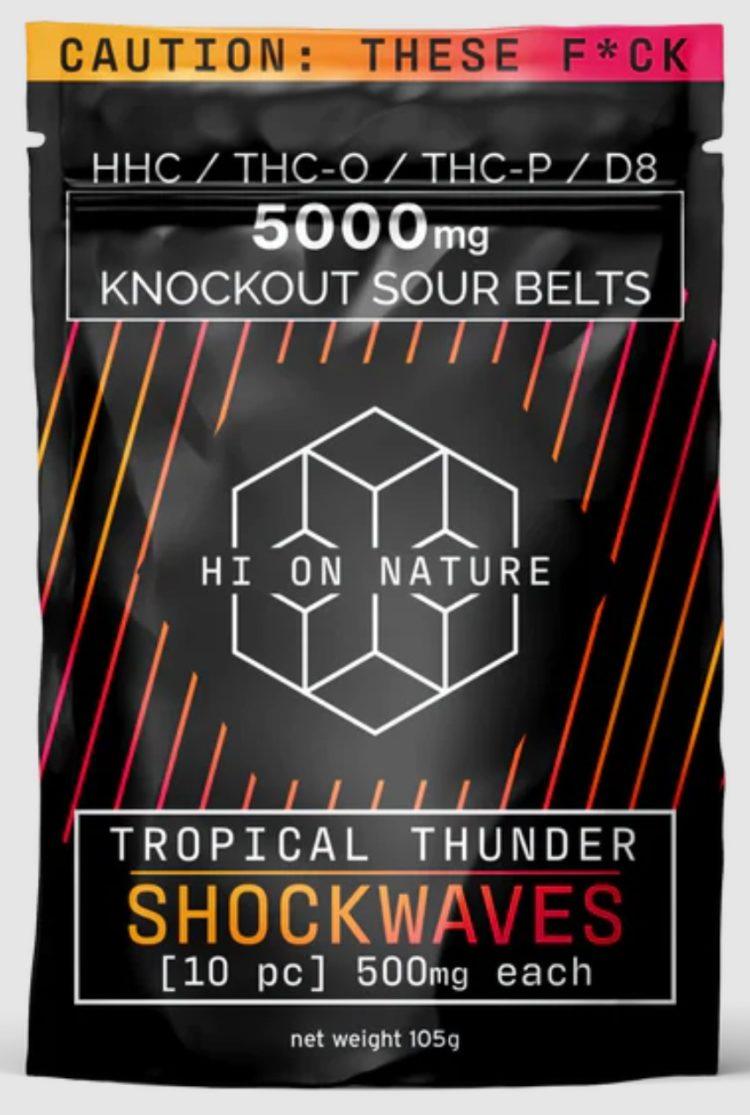 hi on Nature knockout sour belts 500mg shockwaves
