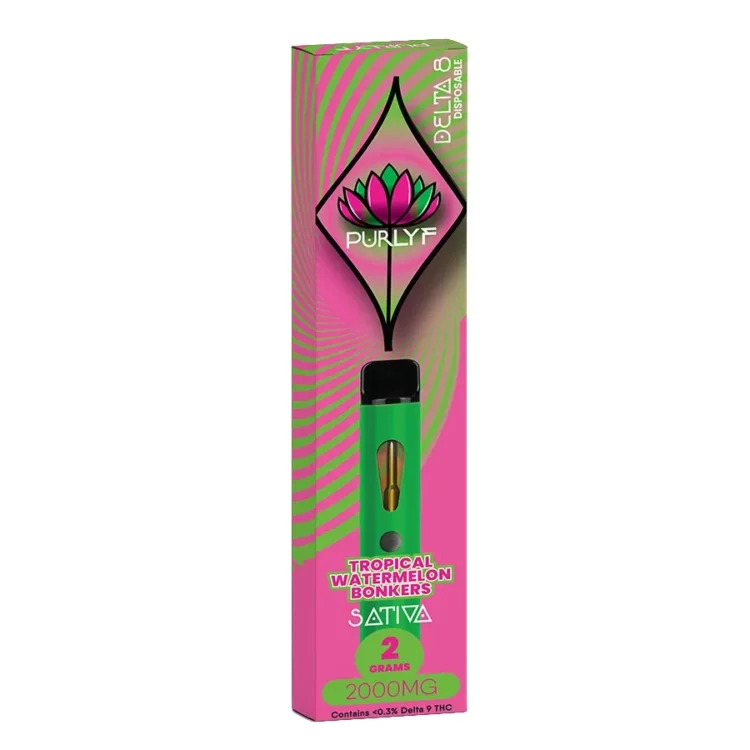 - We all deserve some tropic relaxation. If you’re looking to achieve some island-filled bliss with delta 8 THC, then the Purlyf 2 Gram Tropical Watermelon Bonkers disposable is a great convenient choice. This indica-dominant hybrid offers a mellowing sensation felt both in the muscles and the mind, with a glorious fruity flavor profile with notes of watermelon and tropical fruit. The disposable is portable and reliable, with an advanced coil system to ensure maximum satisfaction. Speaking of satisfaction, you’re likely enjoy the flavor profile of this beloved strain, with its terpenes contributing to a taste of fresh tropical fruit that never fails to hit the spot. [Must be 21 years or older to purchase or consume this product] - CBD Modern
