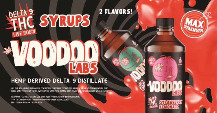 - Electric Blue Razz Delta 9 800mg Syrup VOODOO LABS Nano-Encapsulated, water-soluble live rosin delta 9 syrups and beverage enhancement are testing at 799MG OF THC per container making it the strongest farm bill compliant live rosin delta 9 syrup on the market. With a product so measurably consumable it is very easy to take a calculated microcode or megadose, however, whatever dose you choose please enjoy with caution because these syrups packs punch. We recommend waiting 45 minutes after consumption to assess the effects produced prior to taking another dose. Allow us at voodoo labs to put a spell on you with one of our easy live rosin delta 9 syrups today CAUTION: THIS SYRUP SLAPS - CBD Modern