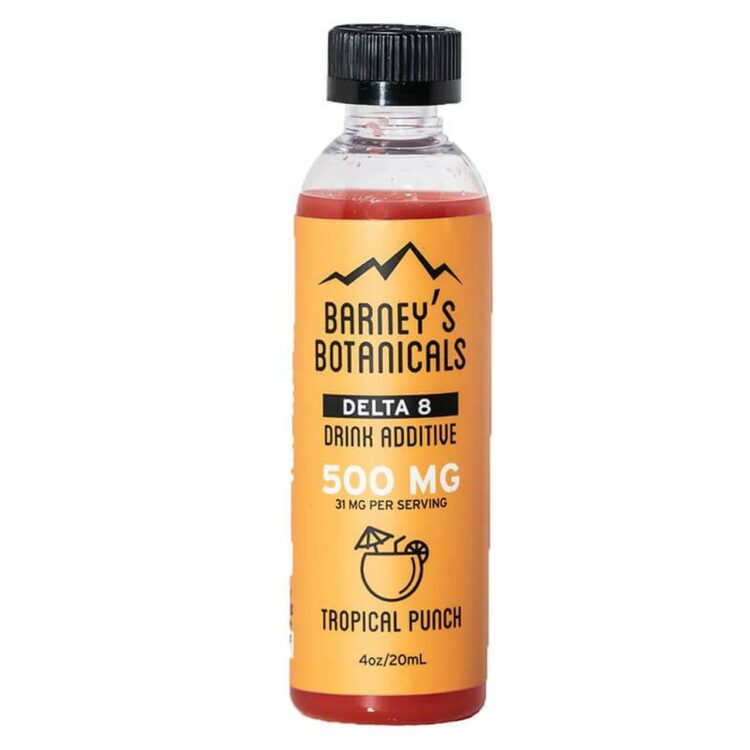 - Try Barney’s Botanical high-potency, consciously formulated beverage additives. All of Barney’s Botanicals products use hemp sourced from the USA and utilize third-party testing to ensure every product is up to the standards you deserve. Utilizing <strong>nano-sized Delta 8 THC. </strong>In nano-sized form, Delta 8 THC becomes water-soluble. It enhances the human body’s absorption capacity and as a result, our bodies absorb 5 times more nano-delta-8-THC than traditional delta 8 THC oil. Delta 8 THC is one of many wonderful cannabinoid extractions that can stimulate our endocannabinoid system (ECS). ECS is involved in the smooth functioning of a wide array of processes. Certain cannabinoids work with certain functions better than others. That explains why this broad-spectrum extract of delta 8 THC helps to create the addition to any drink recipe or for the creation of your own style of ‘syrup’. The recommended serving size is 1/2tbsp which is approximately 31.25mg of delta 8 THC in each serving. Because of the nano-sized Delta 8 THC for enhanced absorption of delta 8, this makes for great drink mixes when mixing with other juices, sodas, or cocktails. Make your own unique cocktail or drink by adding Barney's Botanicals Delta 8 Drink Syrup to your favorite recipes. <ul> <li>Comes in 3 amazing flavors: Cherry, Tropical Punch & Pineapple</li> <li>31.25 mg of Delta 8 THC   per serving</li> <li>120 mL bottle</li> <li>500mg Delta 8 per bottle</li> </ul> Must be 21 years or older to purchase and consume this product.   - CBD Modern